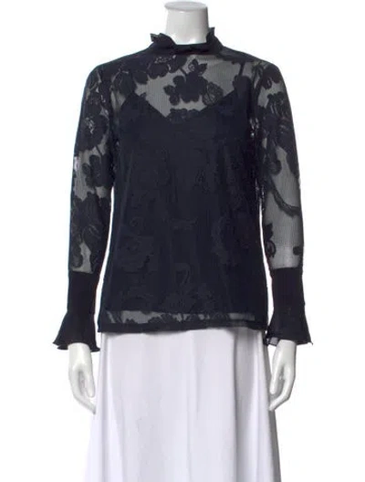 Pre-owned See By Chloé Floral Print Mock Neck Top In Blue