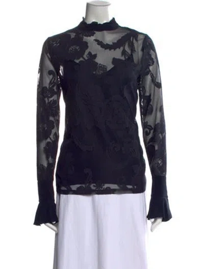 Pre-owned See By Chloé Floral Print Mock Neck Top In Blue