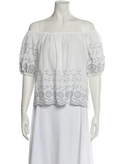 Pre-owned See By Chloé Floral Print Off-the-shoulder Blouse In White