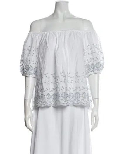 Pre-owned See By Chloé Floral Print Off-the-shoulder Blouse In White