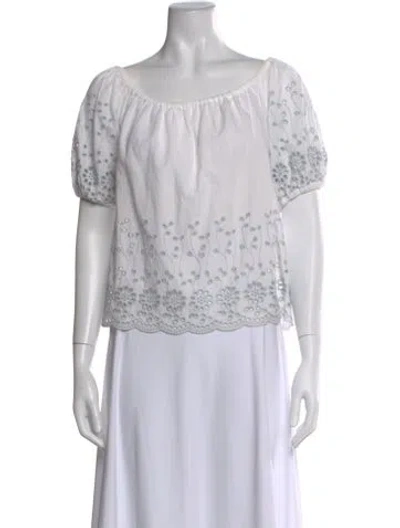 Pre-owned See By Chloé Floral Print Off-the-shoulder Blouse In White