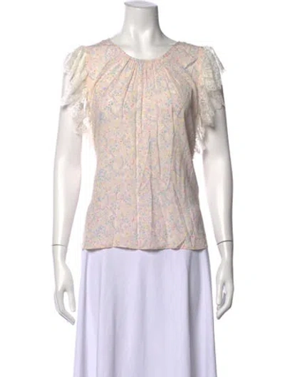 Pre-owned See By Chloé Floral Print Scoop Neck Blouse In Pink