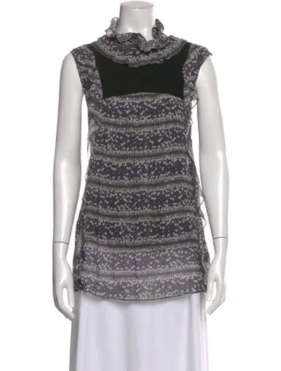 Pre-owned See By Chloé Floral Print Sleeveless Blouse In Gray