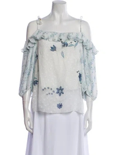 Pre-owned See By Chloé Floral Print Square Neckline Blouse In White