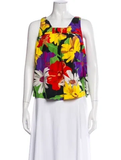 Pre-owned See By Chloé Floral Print Square Neckline Top In Orange