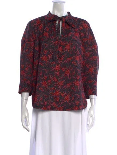 Pre-owned See By Chloé Floral Print Tie Neck Blouse In Black