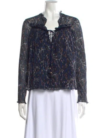 Pre-owned See By Chloé Floral Print Tie Neck Blouse In Blue