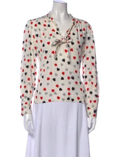 Pre-owned See By Chloé Floral Print Tie Neck Blouse In Neutral