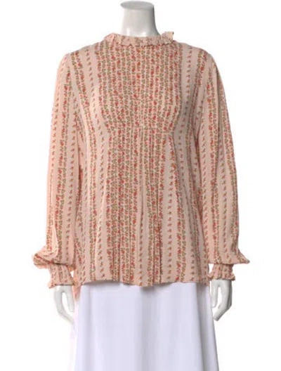 Pre-owned See By Chloé Floral Print Tie Neck Blouse In Pink