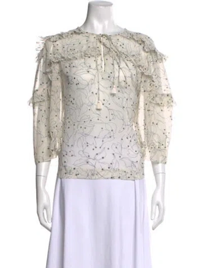Pre-owned See By Chloé Floral Print Tie Neck Blouse In White