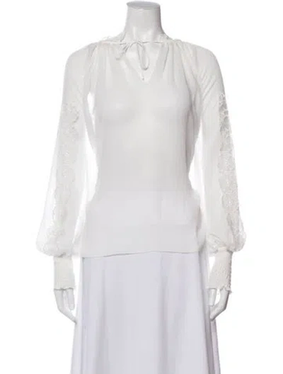 Pre-owned See By Chloé Floral Print Tie Neck Blouse In White