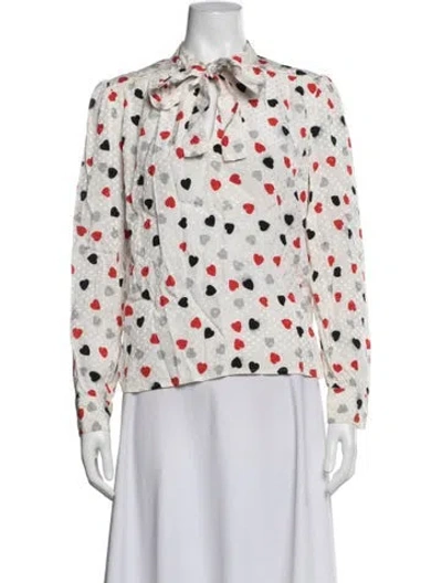 Pre-owned See By Chloé Floral Print Tie Neck Blouse In White