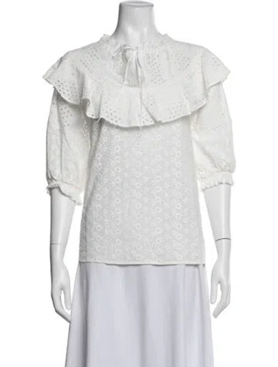 Pre-owned See By Chloé Floral Print Tie Neck Top W/ Tags In Neutrals
