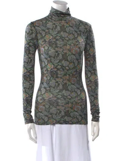 Pre-owned See By Chloé Floral Print Turtleneck Sweatshirt In Gray