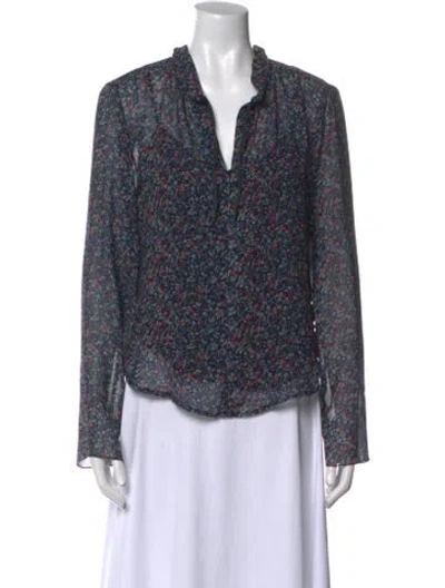 Pre-owned See By Chloé Floral Print V-neck Blouse In Green