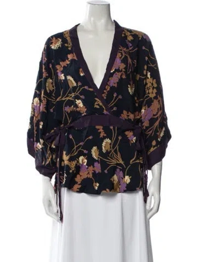 Pre-owned See By Chloé Floral Print V-neck Blouse In Multi