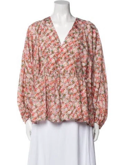 Pre-owned See By Chloé Floral Print V-neck Blouse In Red
