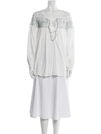 Pre-owned See By Chloé Floral Print V-neck Blouse In White