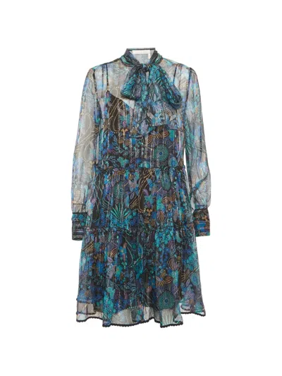 Pre-owned See By Chloé Floral-print Tiered Dress In Black