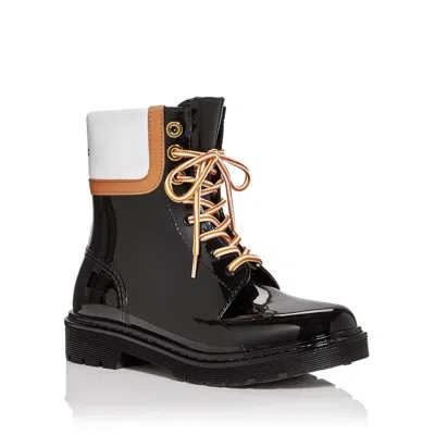 See By Chloé Florrie Womens Patent Lace-up Rain Boots In Black