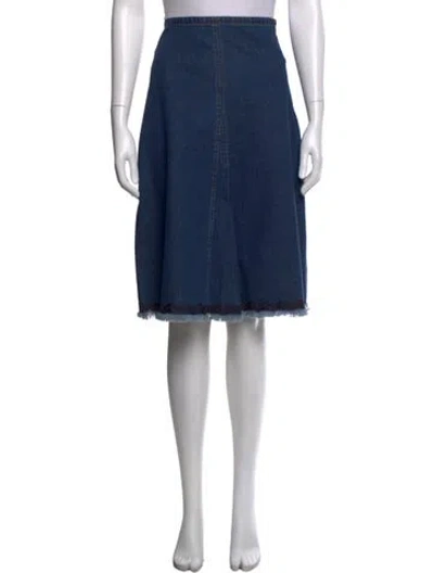 Pre-owned See By Chloé Fringe Trim Accent Midi Length Skirt In Blue