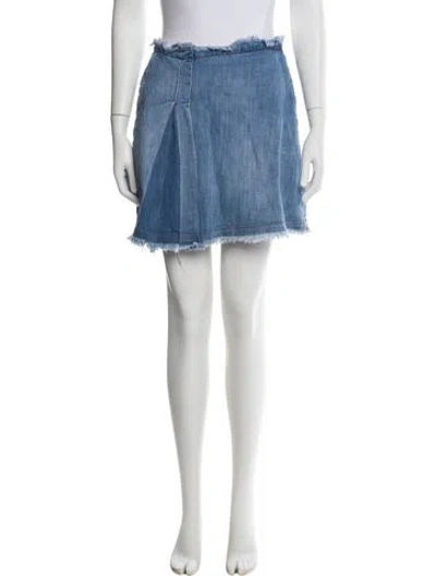 Pre-owned See By Chloé Fringe Trim Accent Mini Skirt In Blue