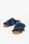 See By Chloé Fringed Cress-cross Denim Sandals