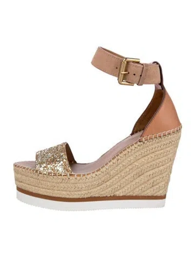 Pre-owned See By Chloé Glitter Glitter Accents Espadrilles In Brown