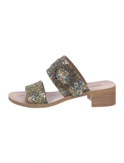 Pre-owned See By Chloé Glitter Printed Slides In Blue