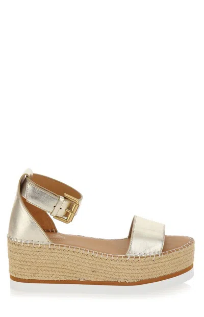 See By Chloé Glyn Buckle Strap Platform Sandals In Gold