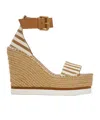 See By Chloé Glyn Striped Canvas Espadrille Wedge Sandals In Nude