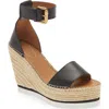 See By Chloé See By Chloe Women's Wedge Heeled Glyn Black Leather Sandals Shoes