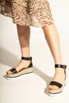 See By Chloé Leather Sandals Espadrillas Wedge 7 Cm In Black