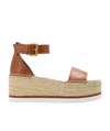 See By Chloé Glyn Espadrille Wedge Brown Size 9 100% Bovine Leather In Nude