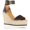 See By Chloé Leather Sandals Espadrillas Wedge 12 Cm In Black