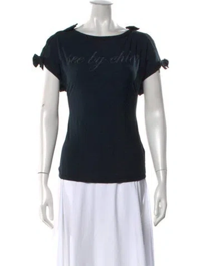 Pre-owned See By Chloé Graphic Print Bateau Neckline T-shirt In Black
