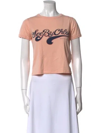 Pre-owned See By Chloé Graphic Print Crew Neck Crop Top In Neutral