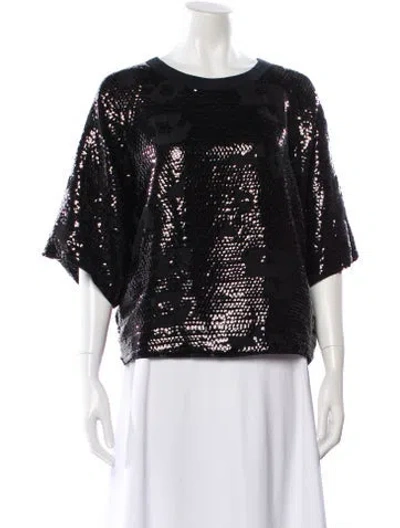Pre-owned See By Chloé Graphic Print Crew Neck Top In Black