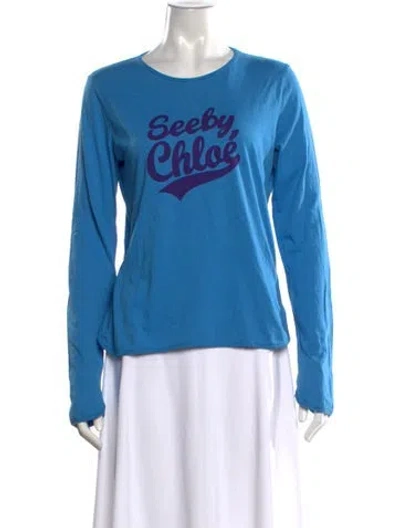 Pre-owned See By Chloé Graphic Print Crew Neck T-shirt In Blue