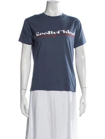 Pre-owned See By Chloé Graphic Print Crew Neck T-shirt In Blue