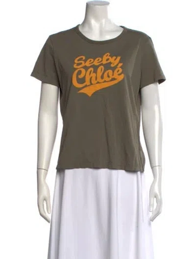 Pre-owned See By Chloé Graphic Print Crew Neck T-shirt In Green