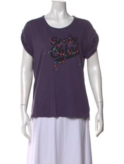 Pre-owned See By Chloé Graphic Print Crew Neck T-shirt In Purple