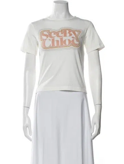 Pre-owned See By Chloé Graphic Print Crew Neck T-shirt In White
