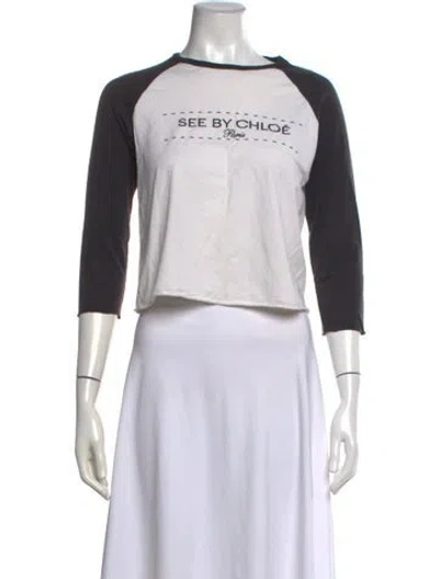 Pre-owned See By Chloé Graphic Print Crew Neck T-shirt In White