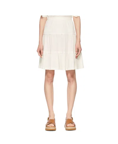 See By Chloé Off-white Cotton Midi Skirt In 114 Pristine White