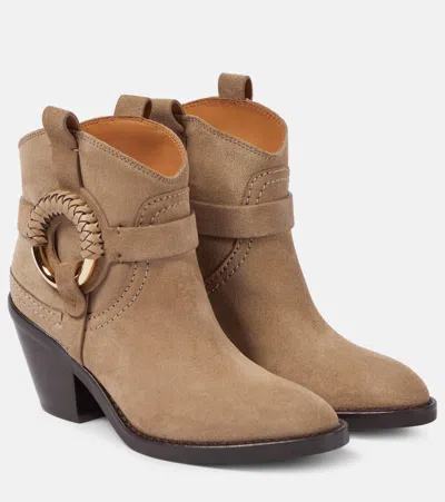 See By Chloé Hana Suede Ankle Boots In Beige