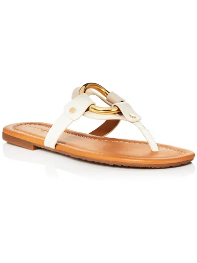See By Chloé Hana Womens Logo Leather Thong Sandals In White