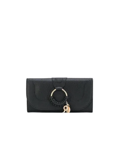 See By Chloé Hoop Logo-pendant Purse In Black