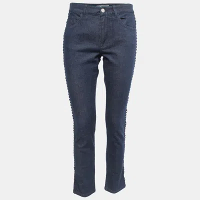 See By Chloé See By Chloe Indigo Blue Denim Lace Trimmed Jeans S Waist 27"