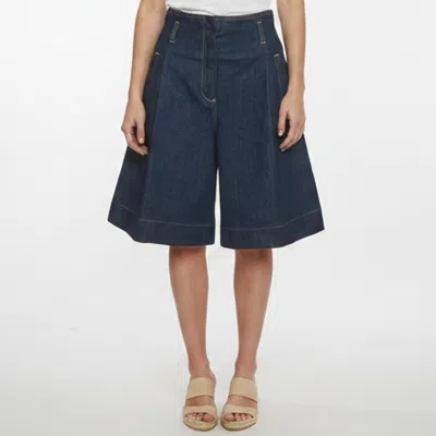 Pre-owned See By Chloé Indigo Dark Wash Denim High Waist Half Culottes M In Blue